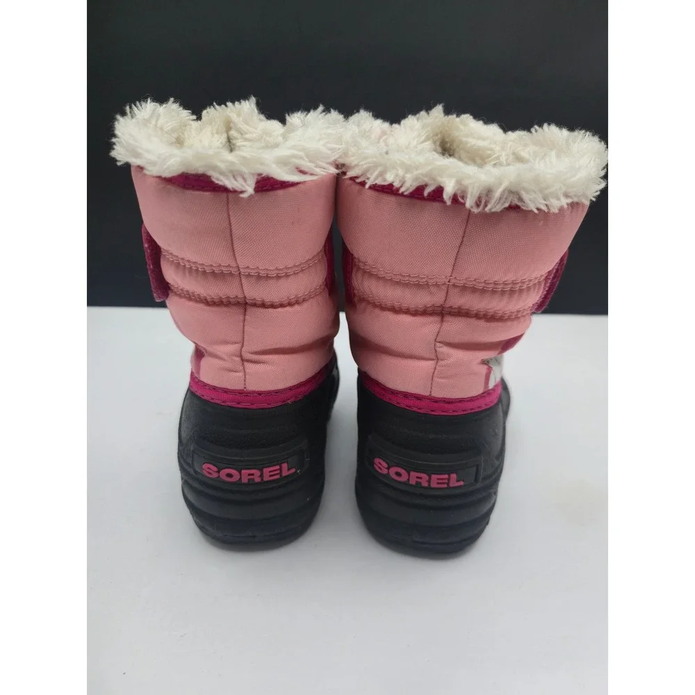 Sorel Snow Boots Commander Toddler Size 6 Pink Black Waterproof Insulated NV1877